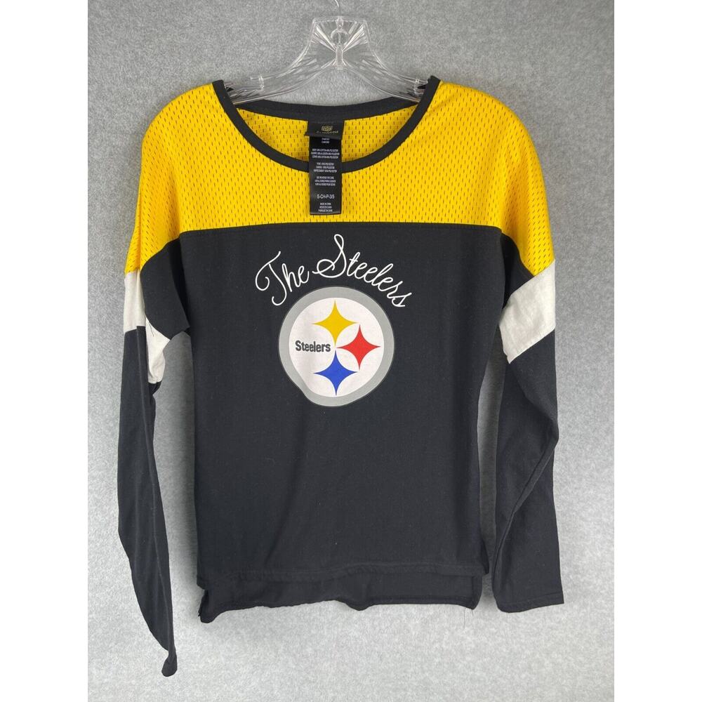 Pittsburgh Steelers Jersey Shirt Juniors Size S‎ 3/5 Long Sleeve Scoop Neck NFL
